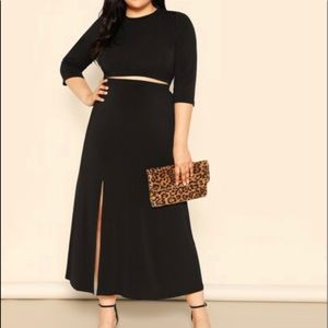 SOLID CROP TOP AND SPLIT HEM SKIRT SZ XL